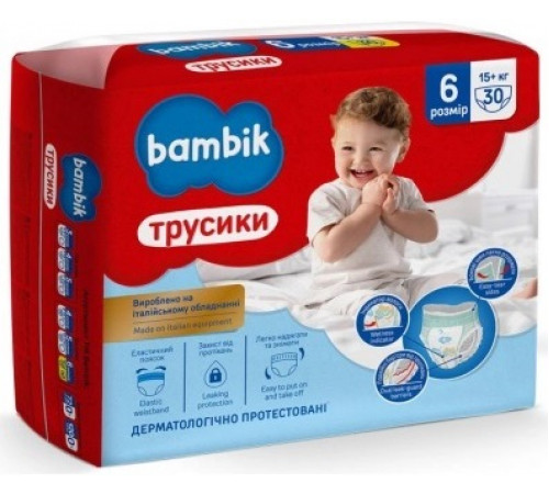 Подгузники-трусики детские Bambik 6 (15+ кг) 30 шт