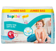 Подгузники Lupilu Soft&Dry Jumbo BAG 4+ (9-18кг) 78 шт
