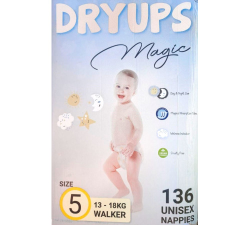 Підгузки Dryups Magic 5 (13-18кг) 136 шт