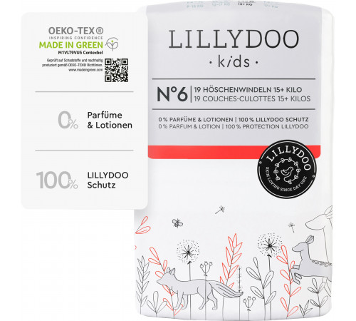 Подгузники-трусы Lillydoo 6 (15+ кг) 19 шт