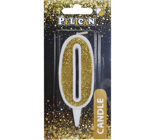 Свічка на торт Pelican 867010 цифра 0 золото