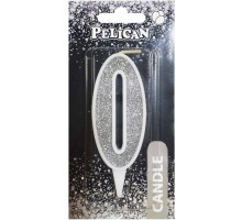 Свічка на торт Pelican 867020 цифра 0 срібло