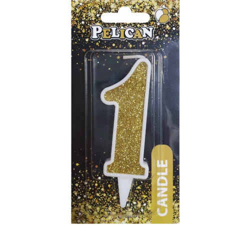 Свічка на торт Pelican 867011 цифра 1 золото