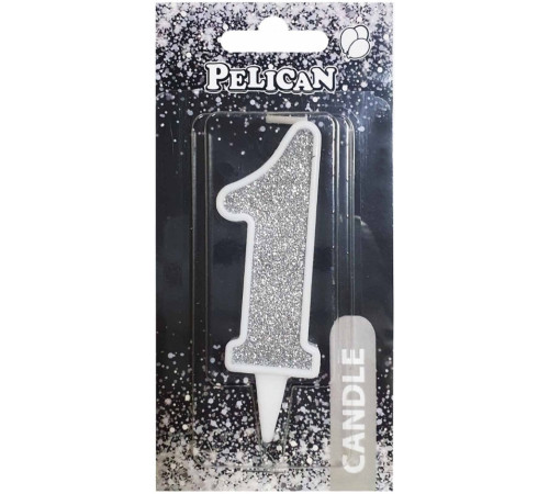 Свічка на торт Pelican 867021 цифра 1 срібло