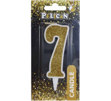 Свічка на торт Pelican 867017 цифра 7 золото