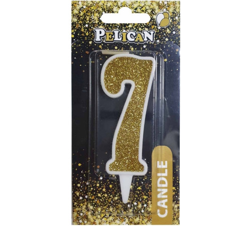 Свічка на торт Pelican 867017 цифра 7 золото
