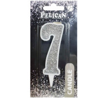 Свічка на торт Pelican 867027 цифра 7 срібло