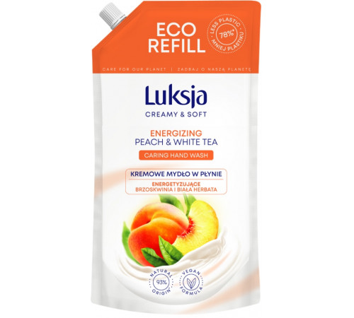 Жидкое крем-мыло Luksja Peach & White Tea дой-пак 900 мл