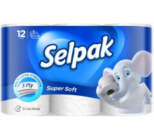 Туалетний папір Selpak Super Soft 3 шари 12 рулонів