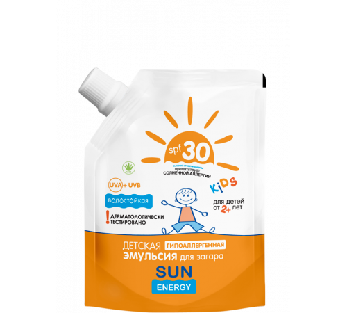 Детский солнцезащитный крем для загара  SUN ENERGY SPF 30 50 мл