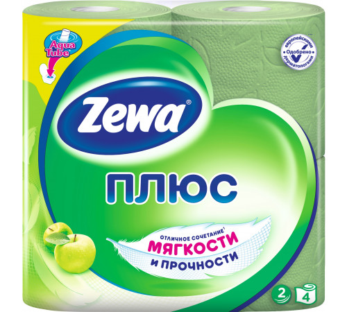 Туалетная бумага Zewa Плюс 2 слоя Яблоко 4 рулона