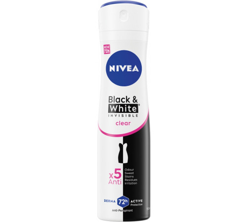 Дезодорант-антиперспирант женский Nivea Black&White Clear спрей 150 мл