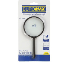 Збільшувальне скло Buromax ВМ4303 d-75 мм в пластиковій оправі з ручкою