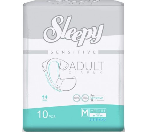 Подгузники для взрослых Sleepy Sensitive Adult Medium 85-125 см 6 к 10 шт