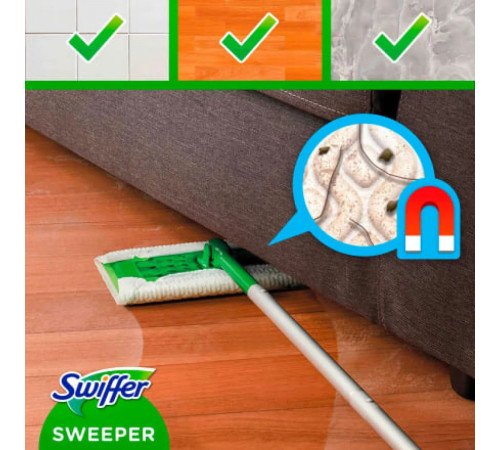 Швабра для миття підлоги Swiffer Kit + 8 сухих і 3 вологих серветки