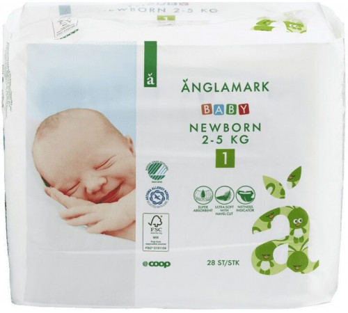 Подгузники Anglamark 1 Newborn (2-5 кг) 28 шт