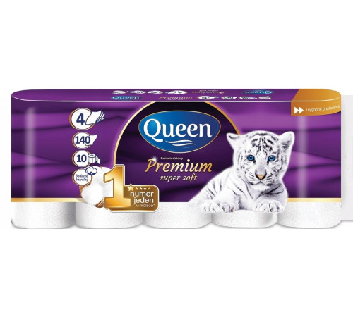 Туалетний папір Queen Premium 4 шари 10 рулонів