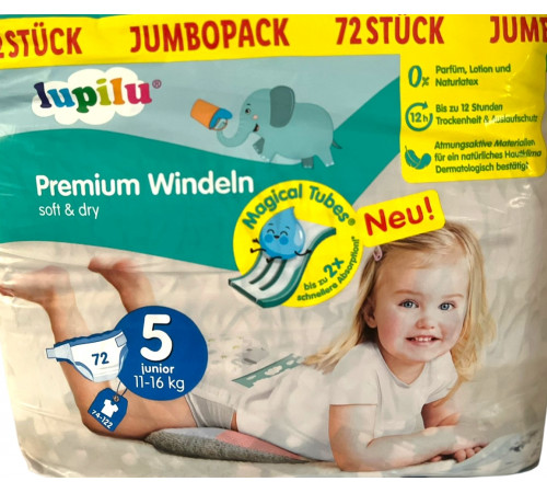 Підгузники Lupilu Soft&Dry 5 (11-23 кг) 72 шт