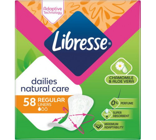 Щоденні гігієнічні прокладки Libresse Dailies Natural Care 58 шт