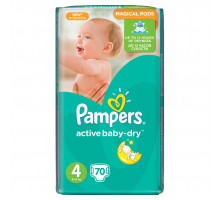 Подгузники Pampers Active Baby-Dry Размер 4 8-14 кг, 70 подгузников