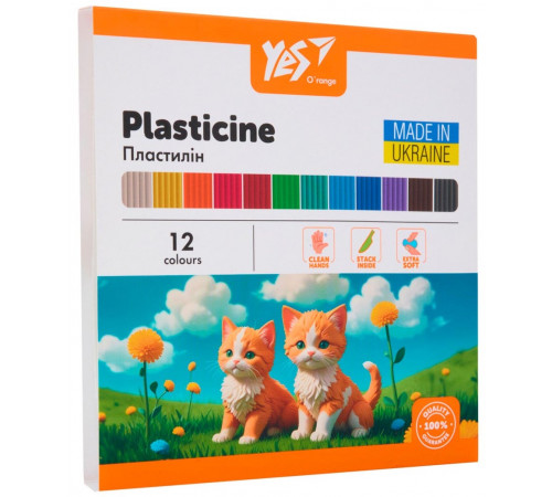 Пластилін Yes 540689 Orange Line 12 кольорів 240 г