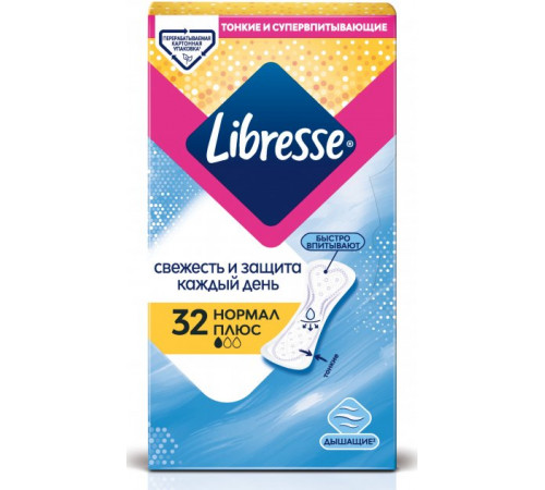 Ежедневные гигиенические прокладки Libresse Daily Fresh Normal Plus 32 шт