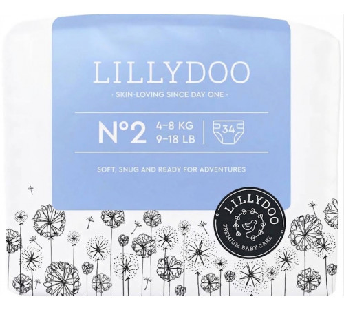 Подгузники Lillydoo 2 (4-8 кг) 34 шт