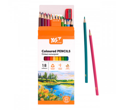 Олівці кольорові Yes 290739 Orange Line з точилкою 18 кольорів