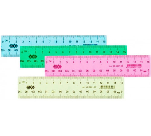 Лінійка пластикова Zibi ZB5600-99 15 см в асортименті