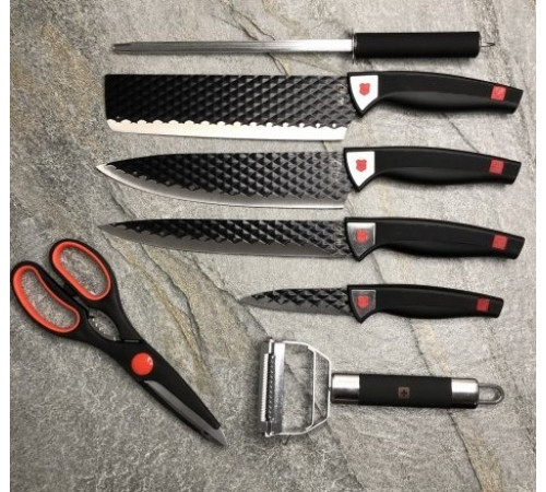 Набір кухонних ножів з нержавіючої сталі German Family GF-S03 з підставкою 8 предметів