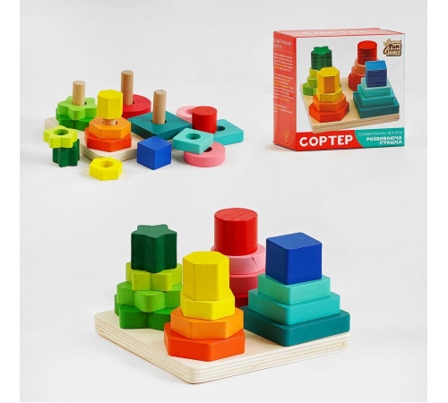 Іграшка-сортер 4 Fun Game Club 94620 Геометричні фігури Логічна пірамідка