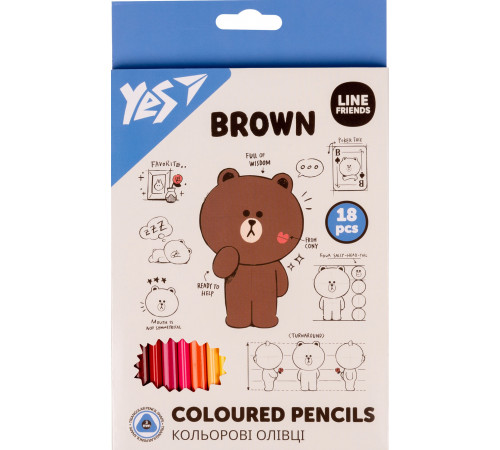Олівці дитячі Yes 290712 Line Friends 18 кольорів Олівці дитячі Yes 290712 Line Friends 18 кольорів