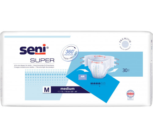 Підгузки для дорослих Seni Super Medium 75-110 см 30 шт