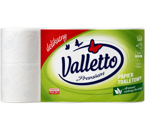 Туалетний папір Valletto Premium 3 шари 8 рулонів