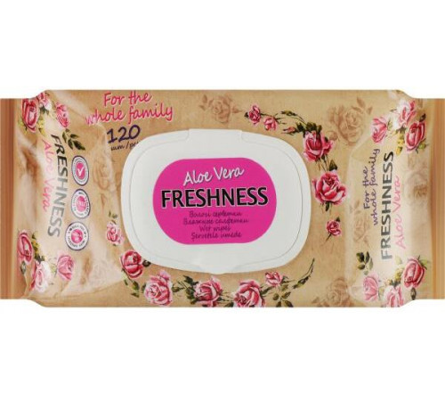 Серветки вологі Freshness Алое вера з клапаном 120 шт