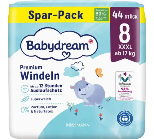 Подгузники Babydream Premium 8 (17+ кг) 44 шт Подгузники Babydream Premium 8 (17+ кг) 44 шт