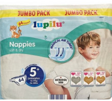 Подгузники Lupilu Soft&Dry Jumbo Pack 5+ (12-17 кг) 64 шт
