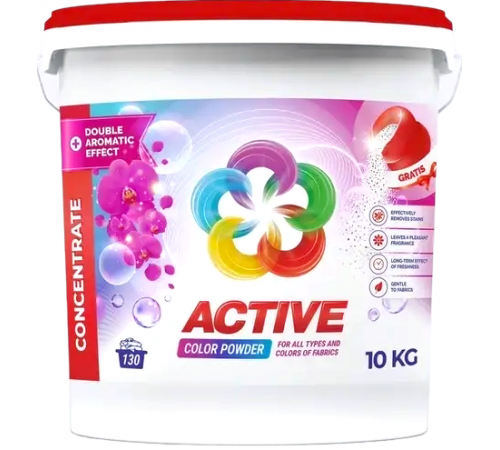 Стиральный порошок Active Color Powder ведро 10 кг 130 циклов стирки