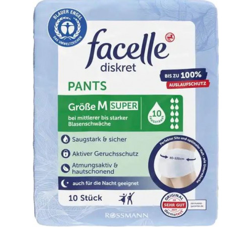 Підгузки-трусики для дорослих Facelle М (80х120 см) 10 шт Підгузки-трусики для дорослих Facelle М (80х120 см) 10 шт