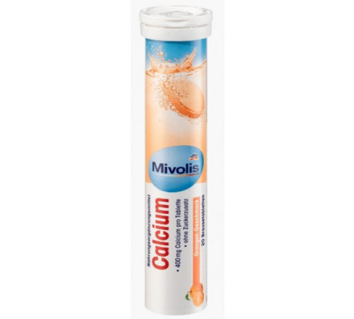 Шипучі таблетки-вітаміни Mivolis Calcium 20 шт 82 г Шипучі таблетки-вітаміни Mivolis Calcium 20 шт 82 г