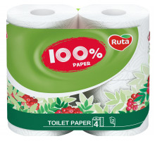 Туалетная бумага Ruta 100% Paper 2 слоя 4 рулона