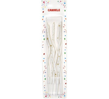 Свічки на торт Y-1 хвилясті білі з крапельками 6 шт в асортименті