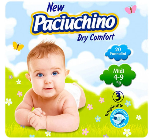 Підгузки дитячі Paciuchino 3 (4-9 кг) 20 шт