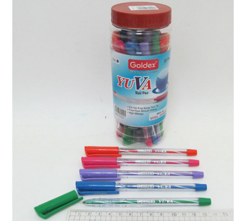 Ручка масляная Goldex Yuva синяя 0.6 мм микс