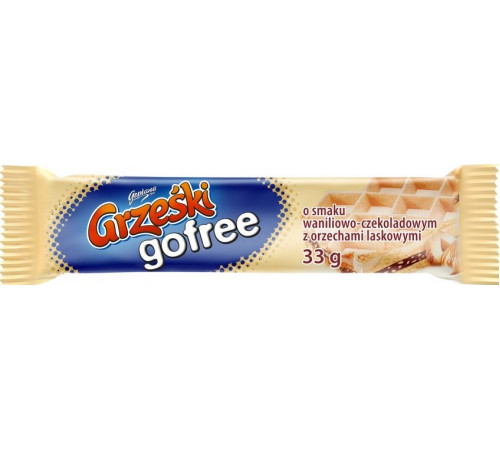 Вафельний батончик Grzeski Gofree ванільно-шоколадний з лісовими горіхами 33 г