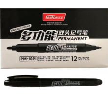 Перманентный маркер двухсторонний Tenfon РМ-1091 Черный