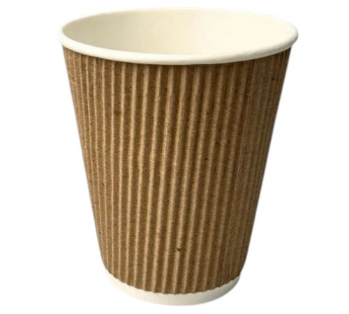 Стакан картонный Гофрированный Крафт 250 мл 25 шт