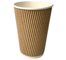 Стакан картонный Гофрированный Крафт 340 мл 25 шт