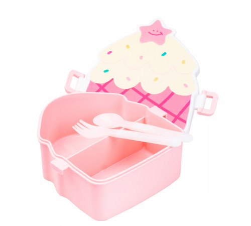 Ланч-бокс дитячий зі столовими приборами Sweet Cake HP-12-271Р 20 х 18 х 8 см Рожевий