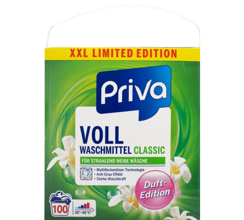 Пральний порошок Priva Classic для білих речей 6.5 кг 100 циклів прання